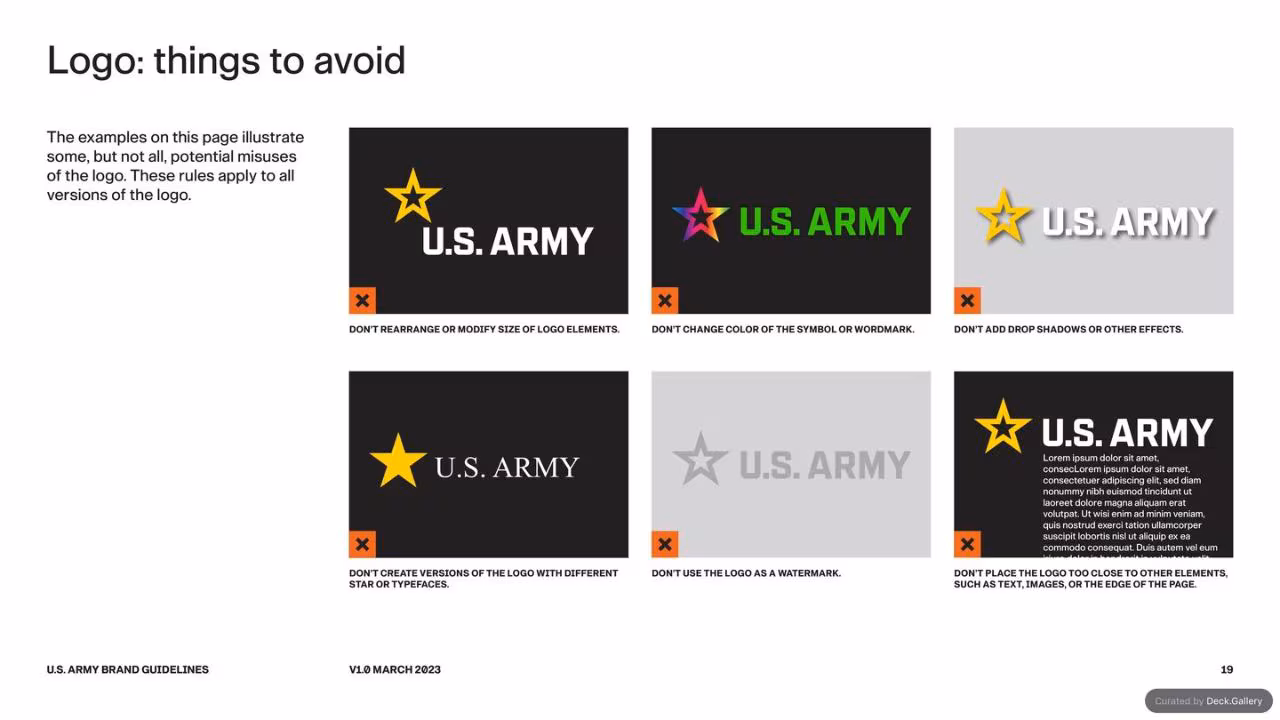 U.S. Army Brand Guidelines 2023, slide 19