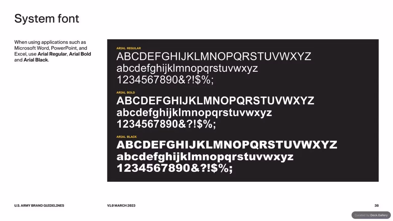 U.S. Army Brand Guidelines 2023, slide 38