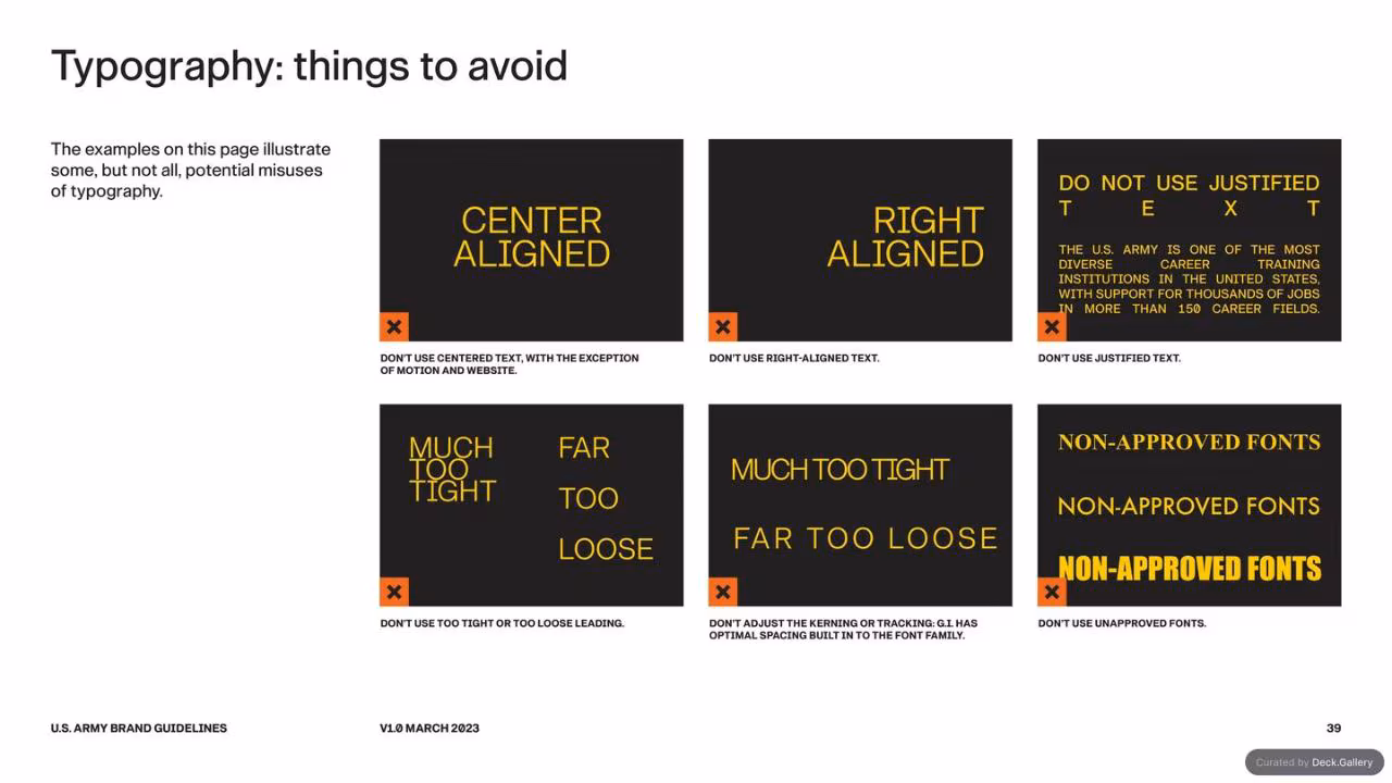U.S. Army Brand Guidelines 2023, slide 39