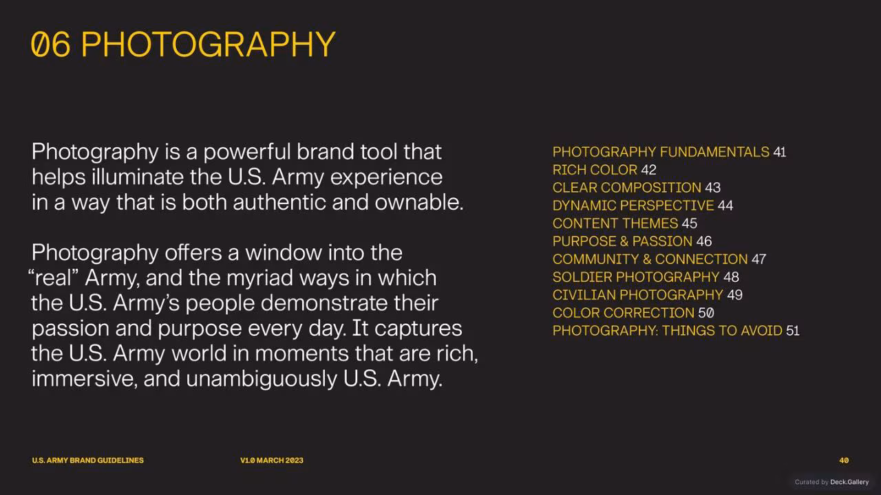 U.S. Army Brand Guidelines 2023, slide 40