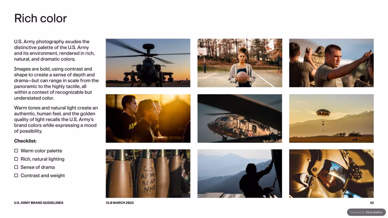 U.S. Army Brand Guidelines 2023, slide 42