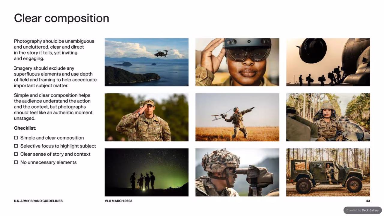 U.S. Army Brand Guidelines 2023, slide 43
