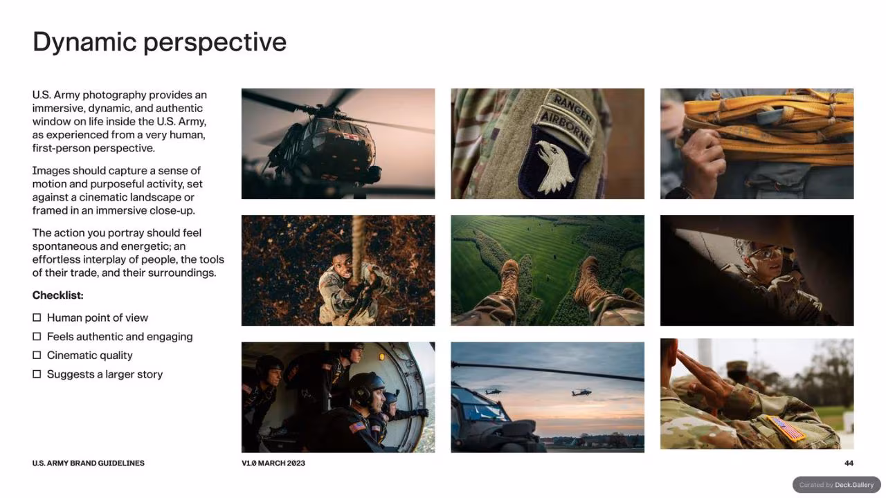 U.S. Army Brand Guidelines 2023, slide 44
