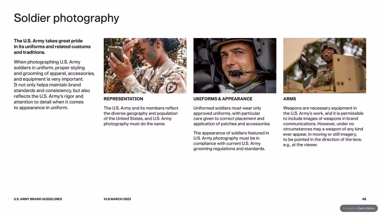 U.S. Army Brand Guidelines 2023, slide 48