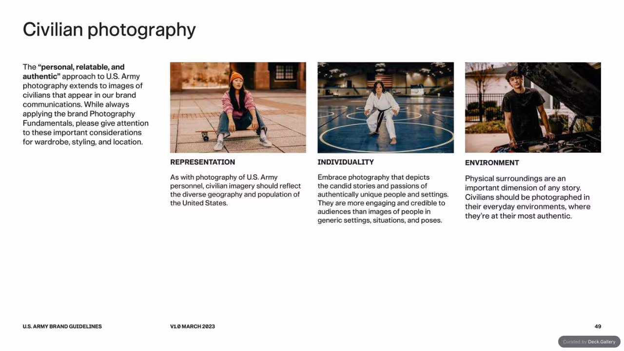 U.S. Army Brand Guidelines 2023, slide 49