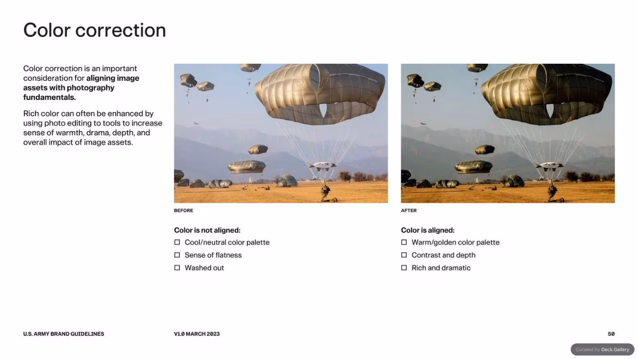 U.S. Army Brand Guidelines 2023, slide 50