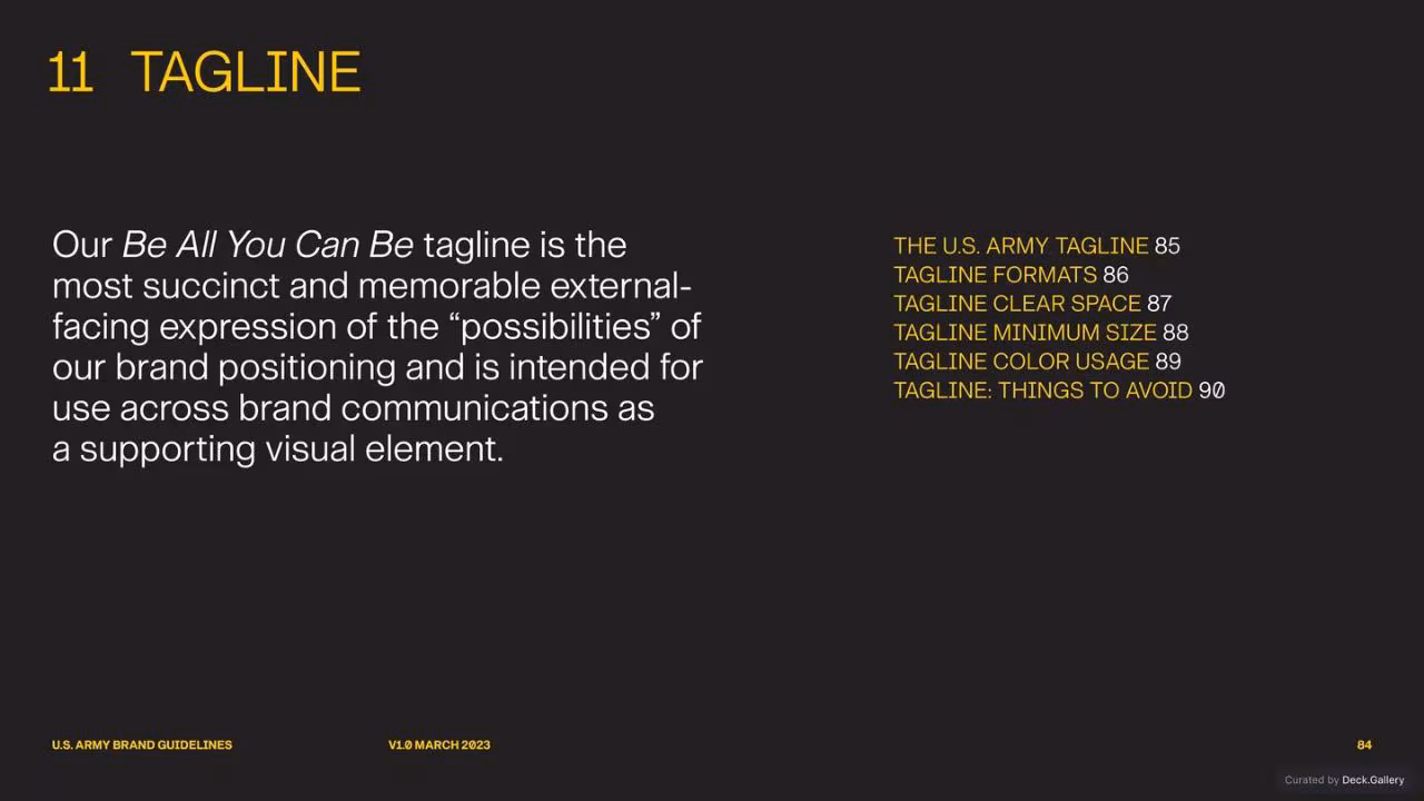 U.S. Army Brand Guidelines 2023, slide 84