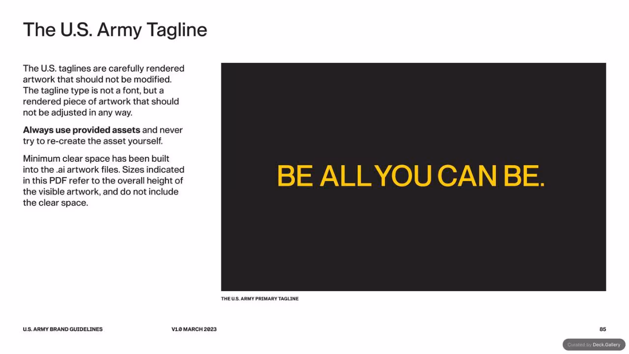 U.S. Army Brand Guidelines 2023, slide 85