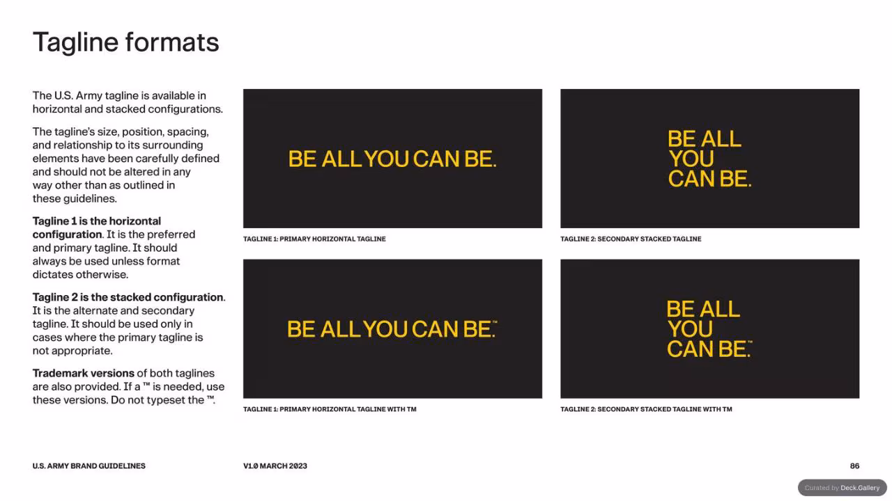 U.S. Army Brand Guidelines 2023, page 86