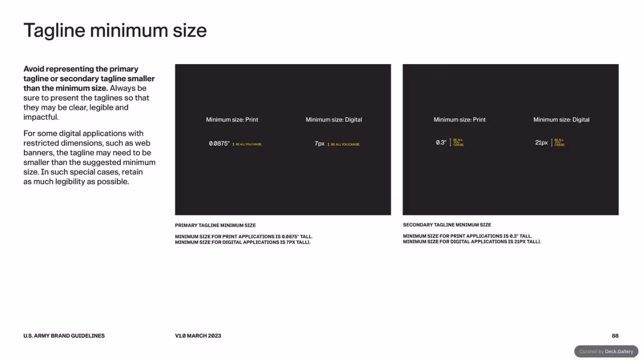 U.S. Army Brand Guidelines 2023, slide 88