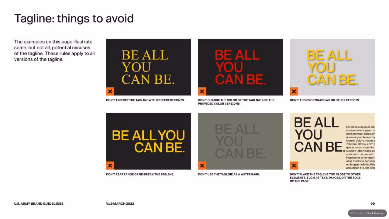 U.S. Army Brand Guidelines 2023, slide 90