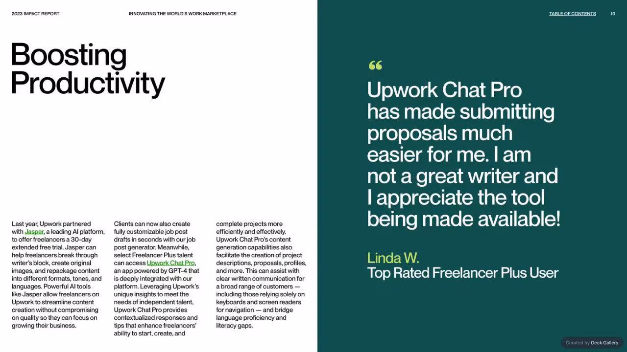 Upwork Impact Report 2023, slide 10