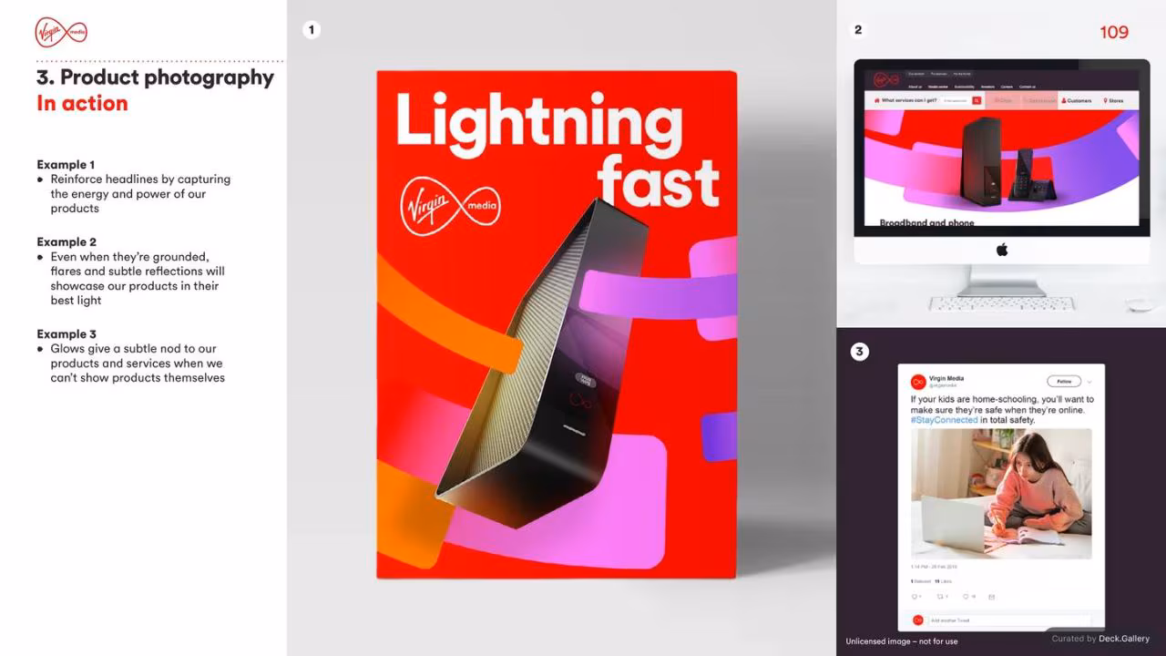 Virgin Media Brand Guidelines 2020, slide 109