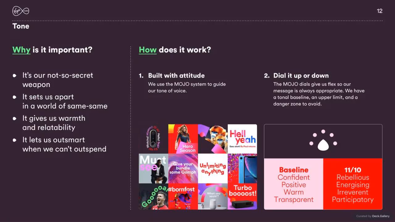 Virgin Media Brand Guidelines 2020, slide 12