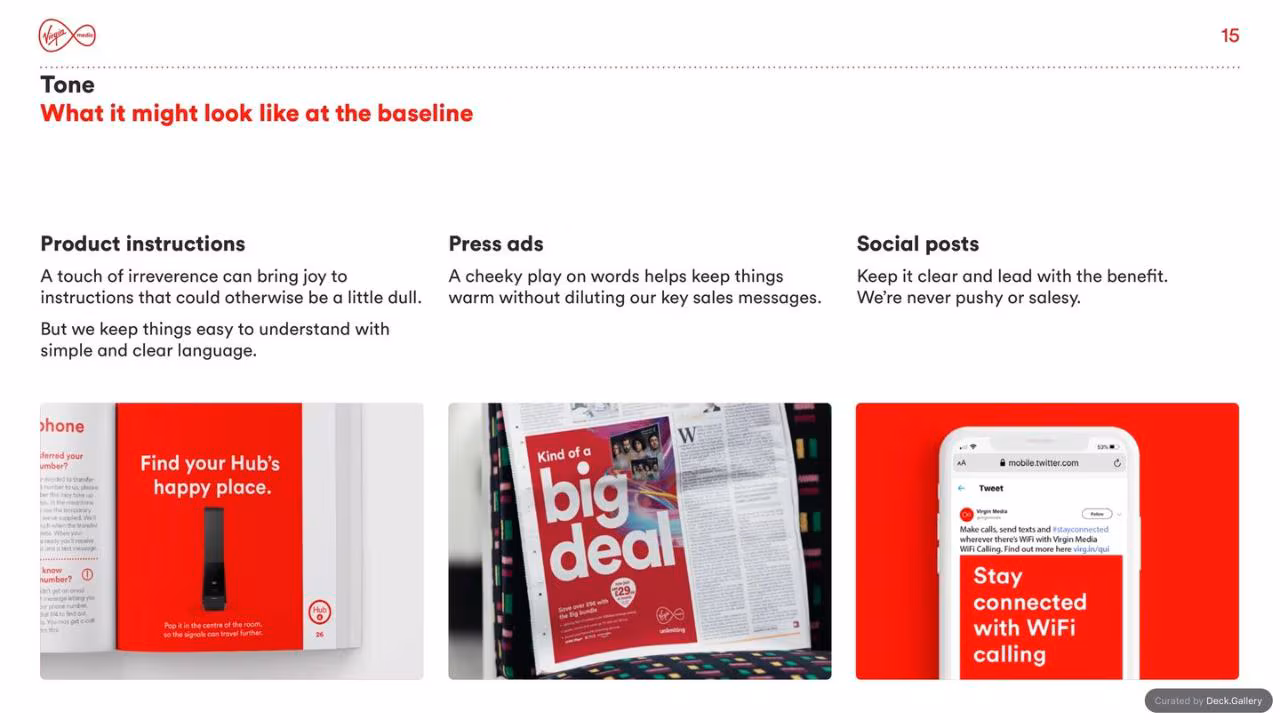 Virgin Media Brand Guidelines 2020, slide 15