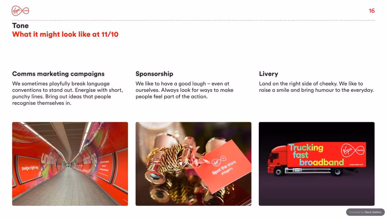Virgin Media Brand Guidelines 2020, slide 16