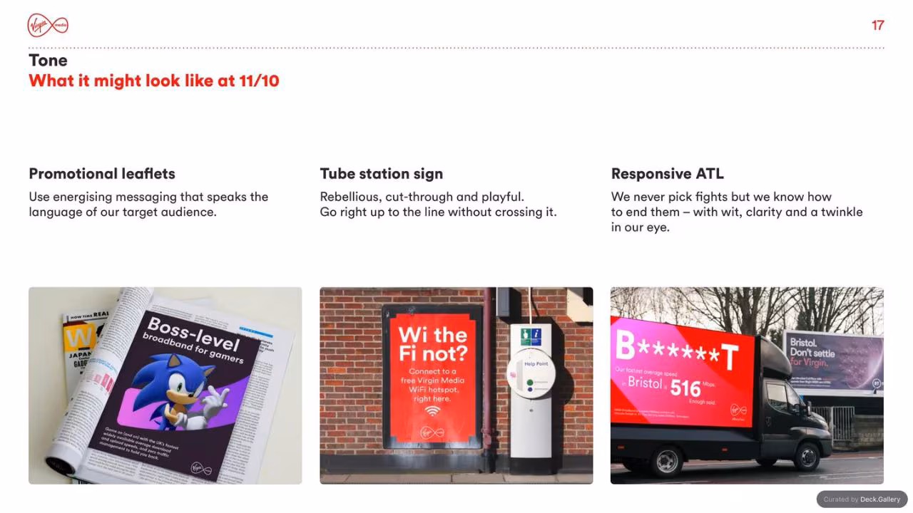 Virgin Media Brand Guidelines 2020, slide 17