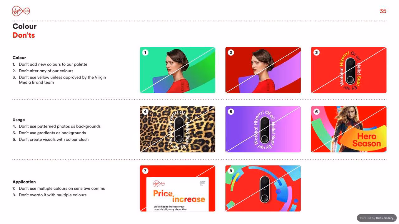 Virgin Media Brand Guidelines 2020, slide 35