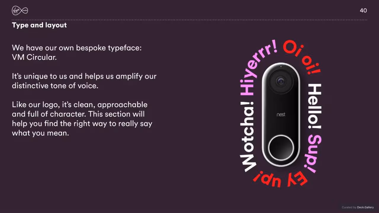 Virgin Media Brand Guidelines 2020, slide 40