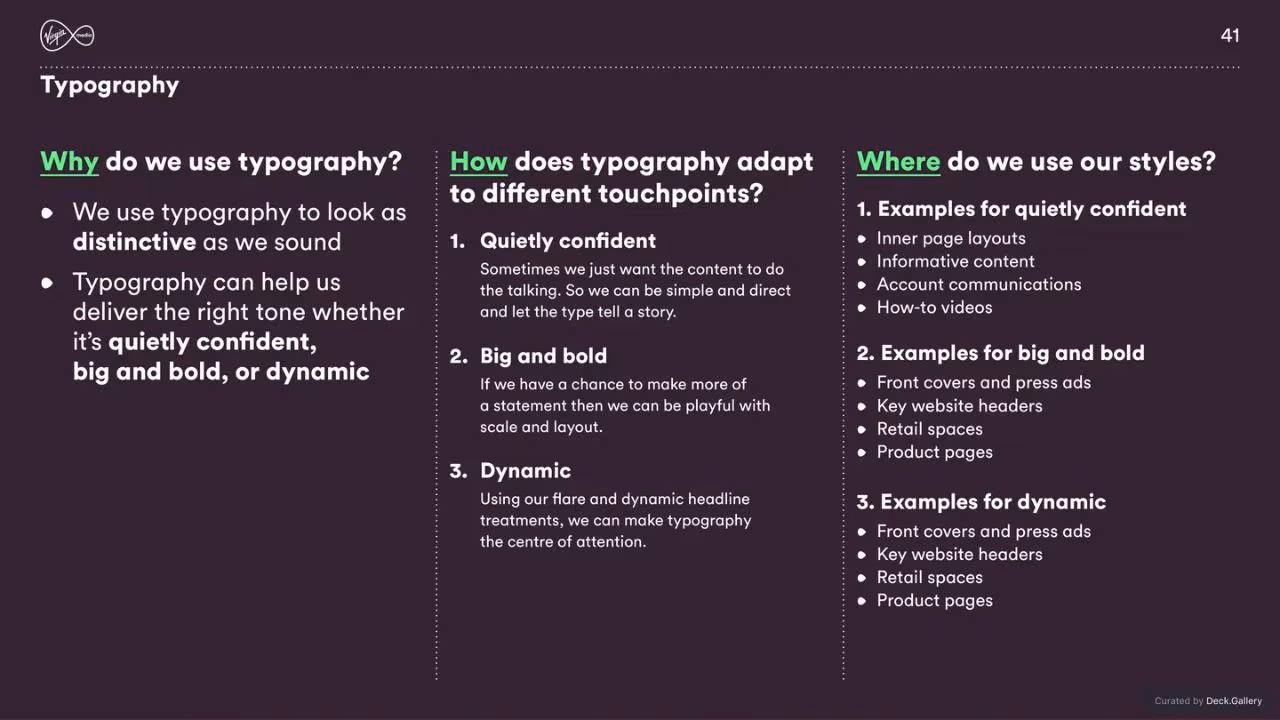 Virgin Media Brand Guidelines 2020, slide 41