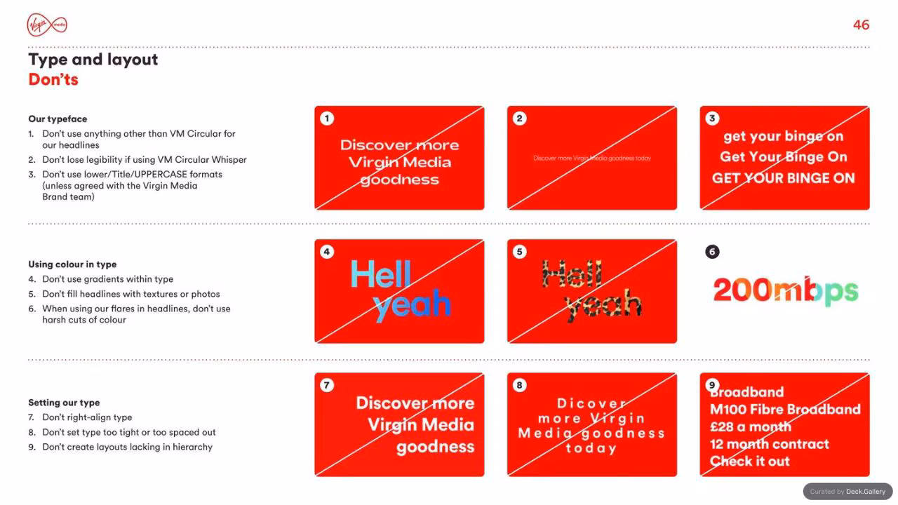 Virgin Media Brand Guidelines 2020, slide 46