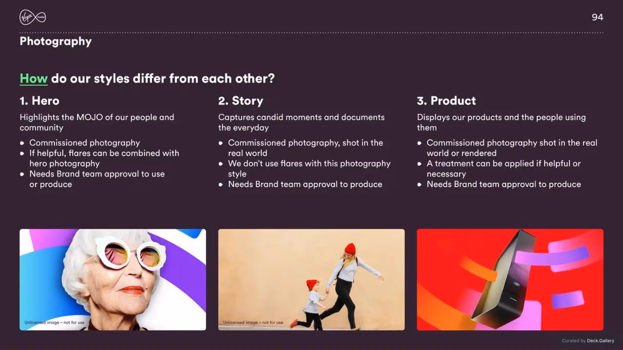 Virgin Media Brand Guidelines 2020, slide 94