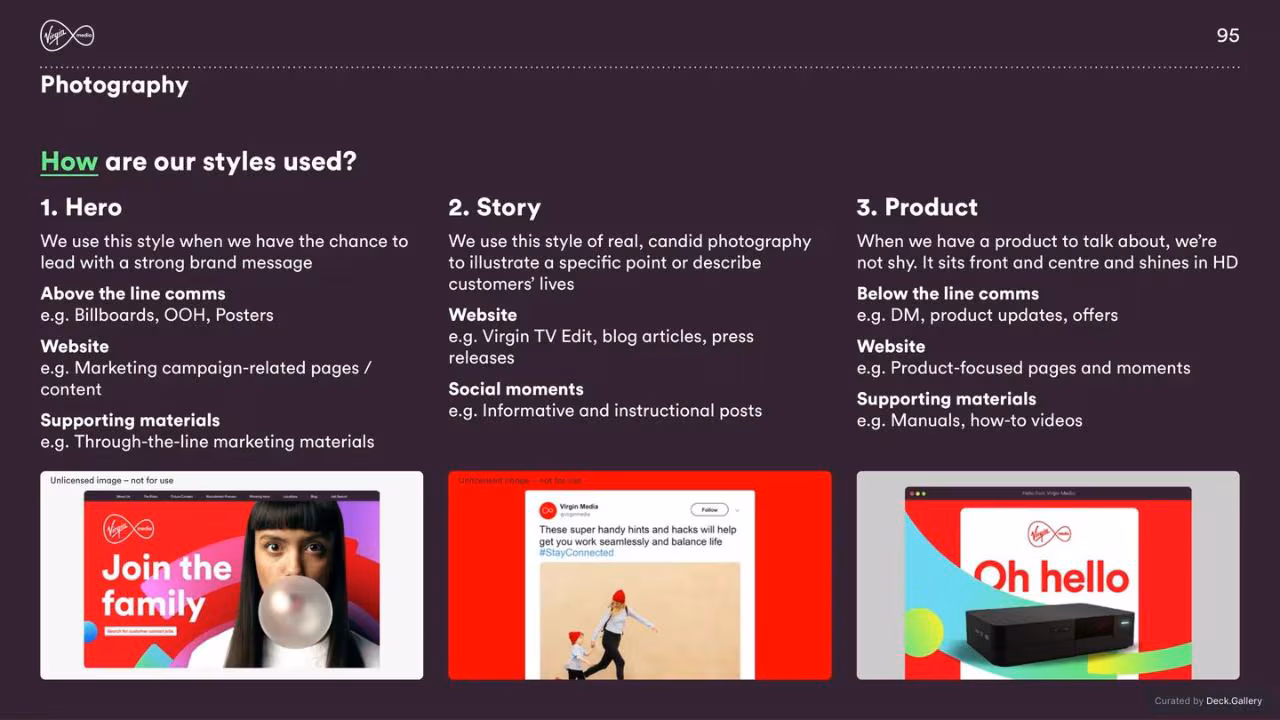 Virgin Media Brand Guidelines 2020, slide 95