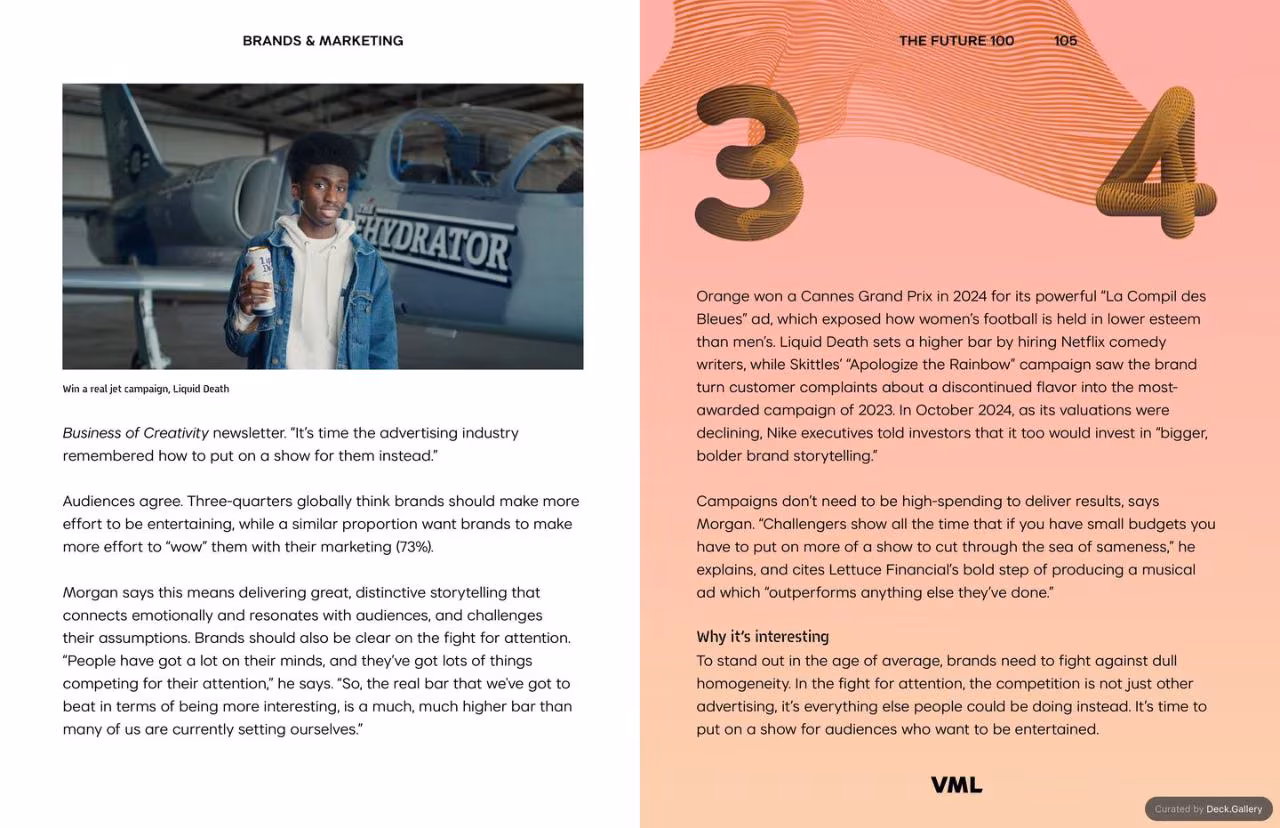 VML Intelligence The Future 100: Trends & Change to Watch in 2025, slide 105