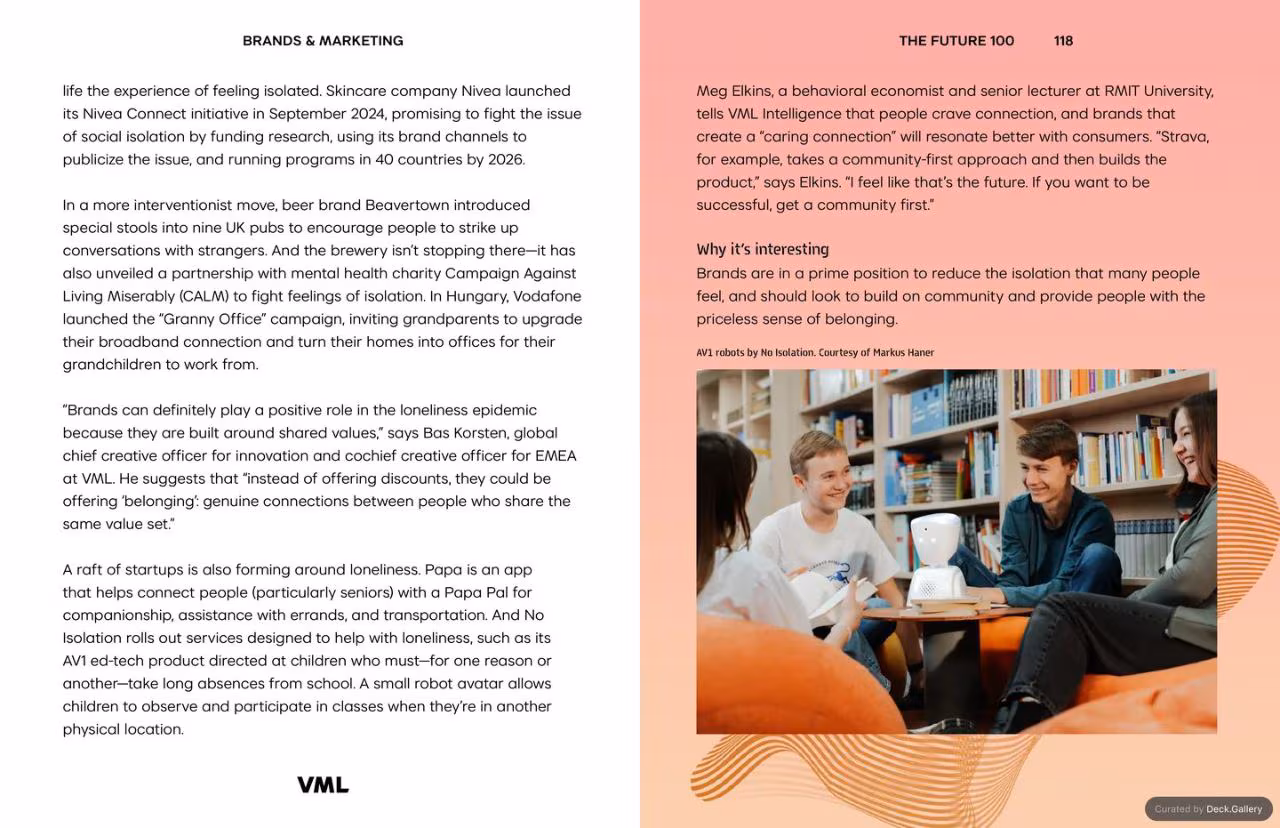 VML Intelligence The Future 100: Trends & Change to Watch in 2025, slide 118