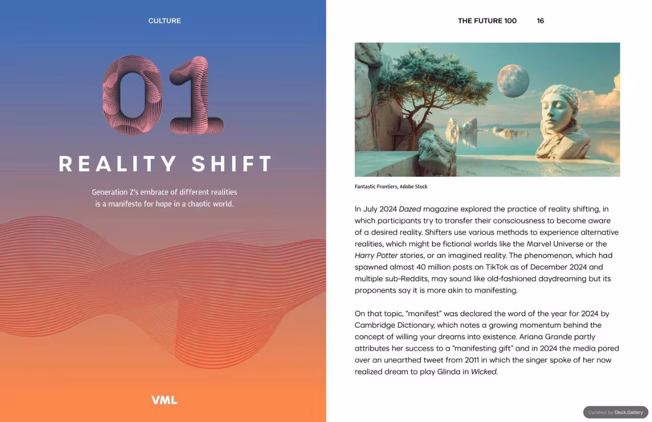 VML Intelligence The Future 100: Trends & Change to Watch in 2025, slide 16