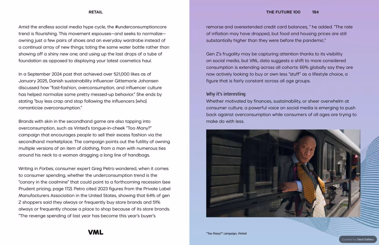 VML Intelligence The Future 100: Trends & Change to Watch in 2025, slide 184