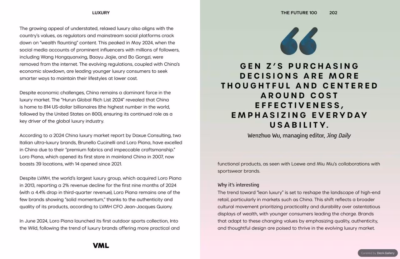 VML Intelligence The Future 100: Trends & Change to Watch in 2025, slide 202
