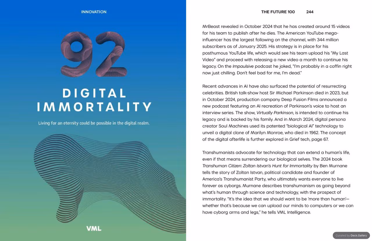 VML Intelligence The Future 100: Trends & Change to Watch in 2025, slide 244