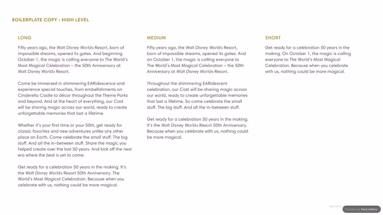 Walt Disney World Brand Guidelines 2021, slide 40