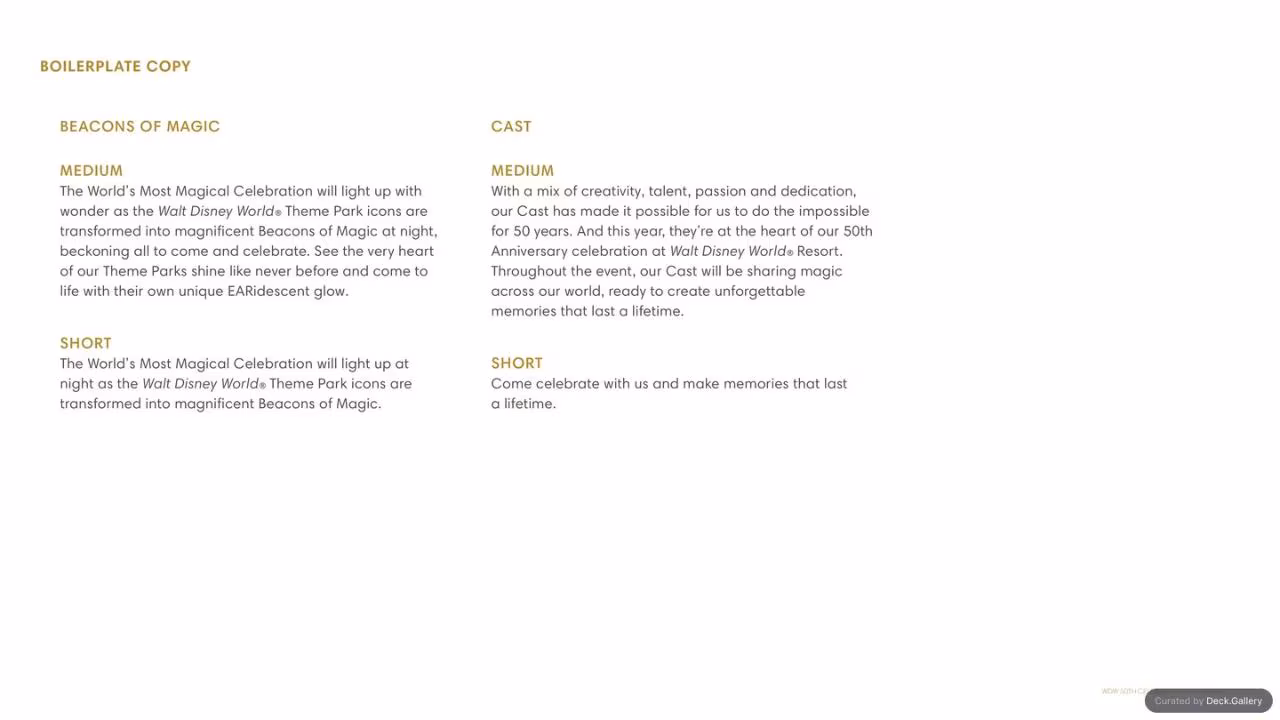 Walt Disney World Brand Guidelines 2021, slide 42
