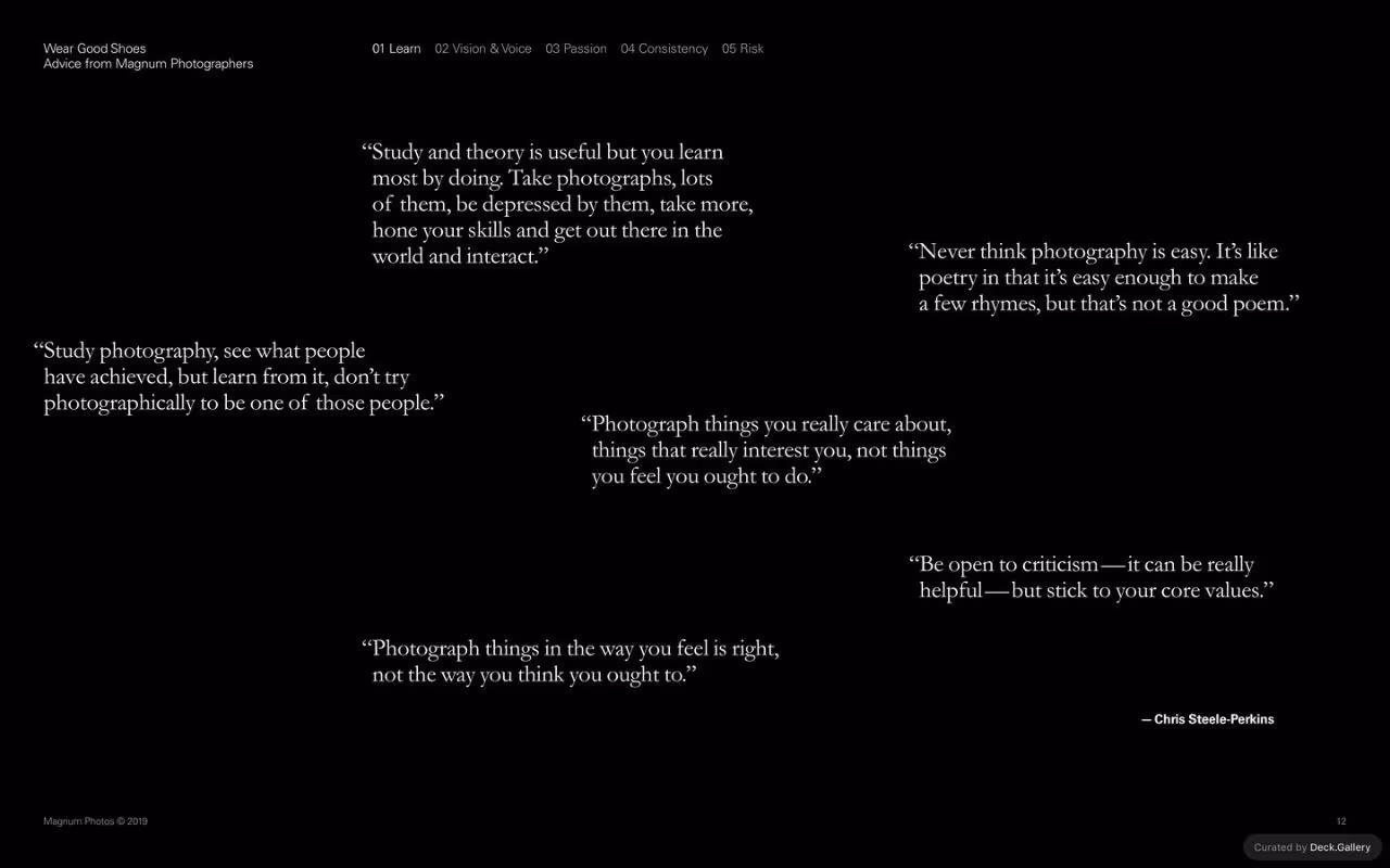 Wear Good Shoes: Advice from Magnum Photographers, slide 12