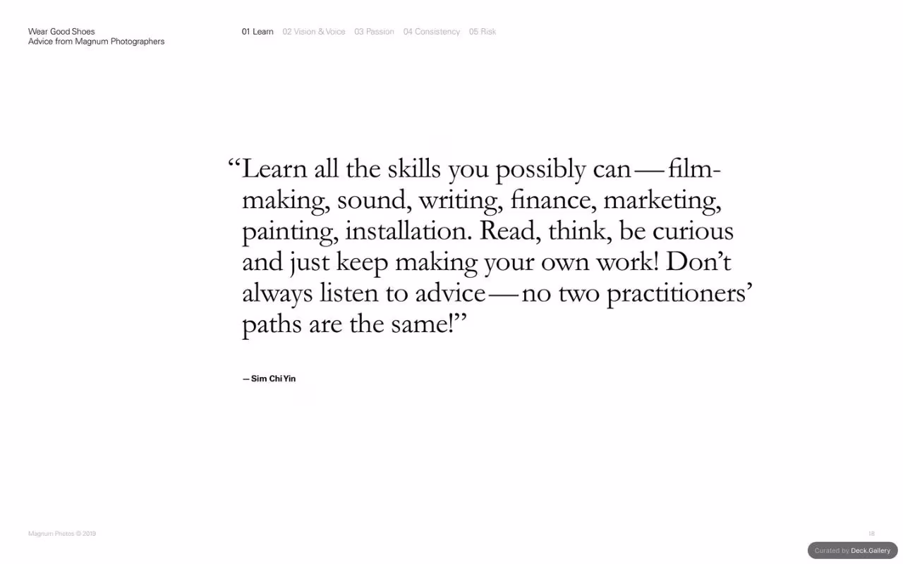 Wear Good Shoes: Advice from Magnum Photographers, slide 18