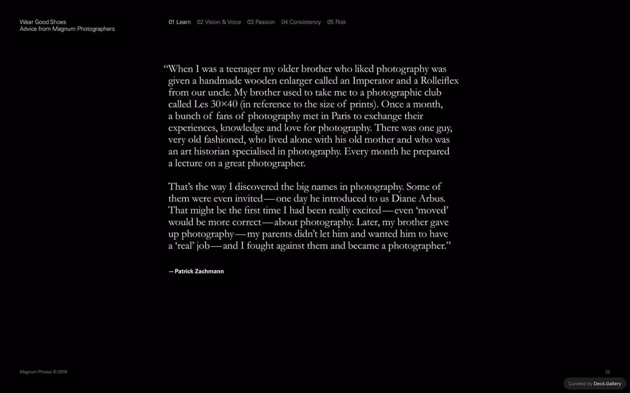 Wear Good Shoes: Advice from Magnum Photographers, slide 22