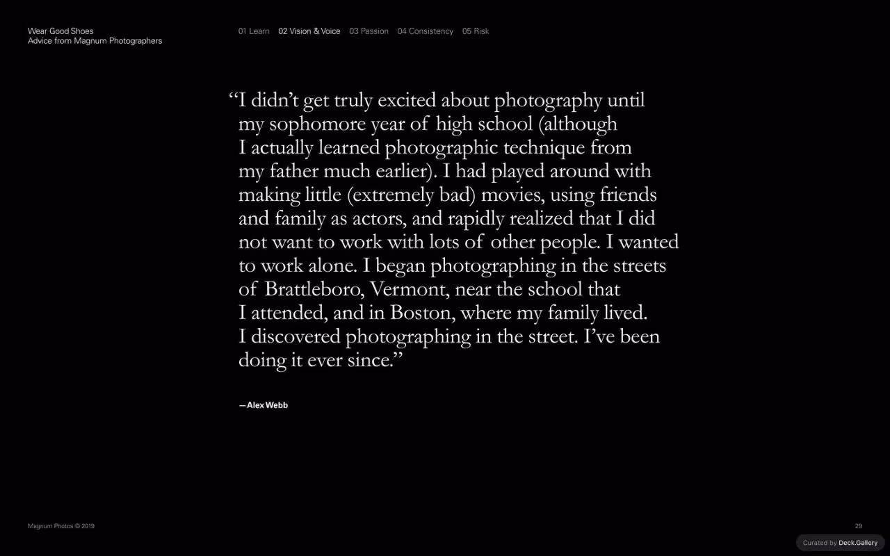 Wear Good Shoes: Advice from Magnum Photographers, slide 29