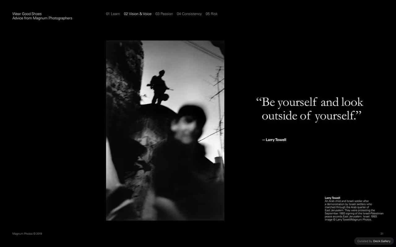 Wear Good Shoes: Advice from Magnum Photographers, slide 31