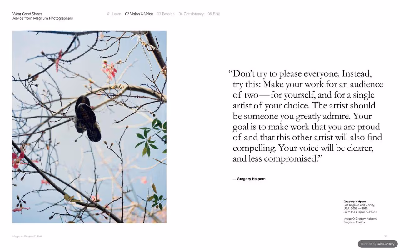 Wear Good Shoes: Advice from Magnum Photographers, slide 33