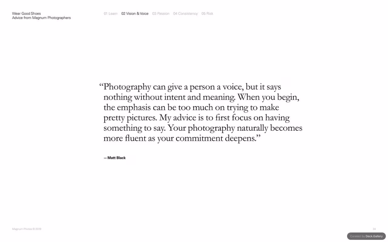 Wear Good Shoes: Advice from Magnum Photographers, slide 34
