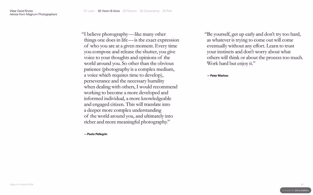 Wear Good Shoes: Advice from Magnum Photographers, slide 36