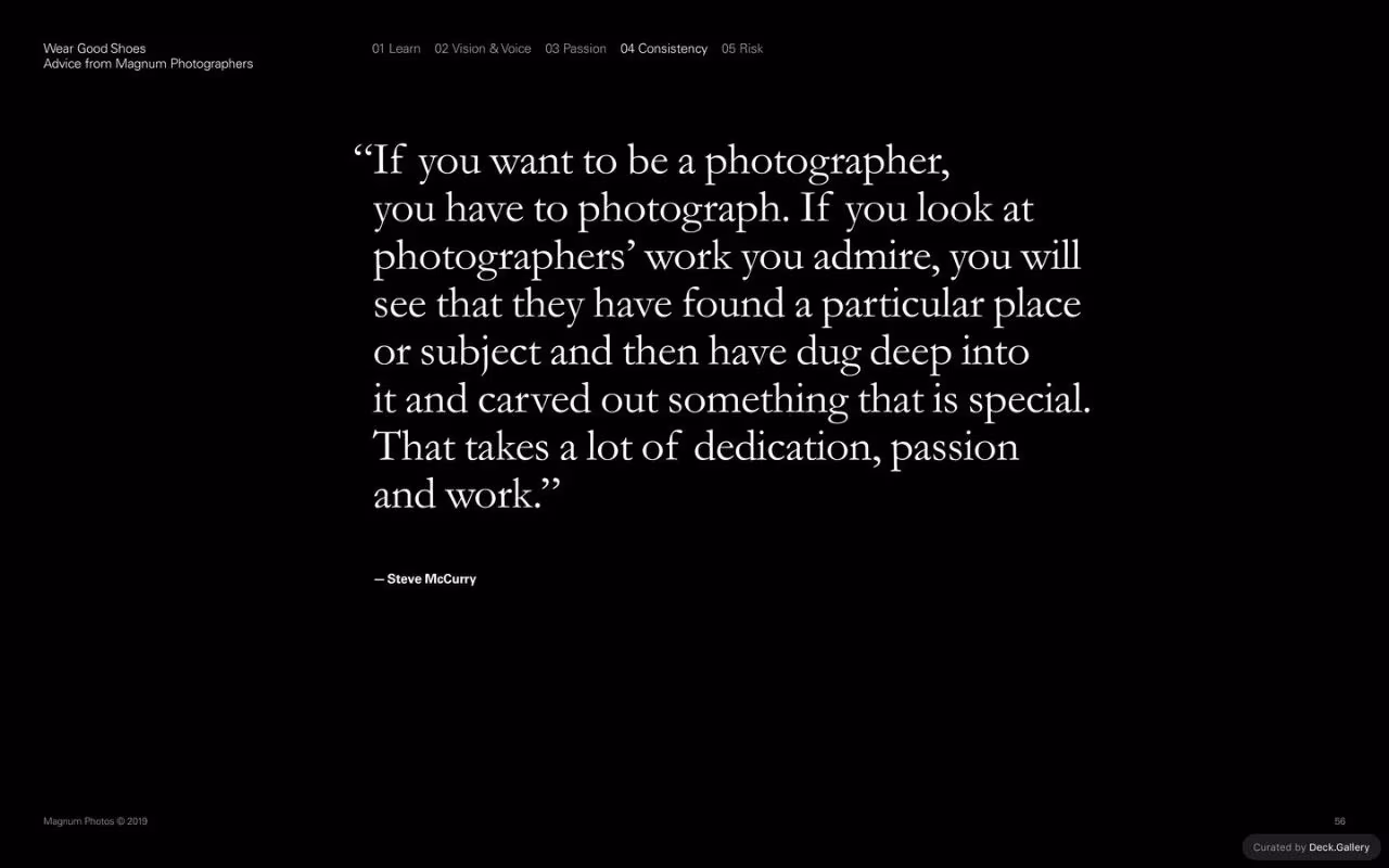 Wear Good Shoes: Advice from Magnum Photographers, slide 56