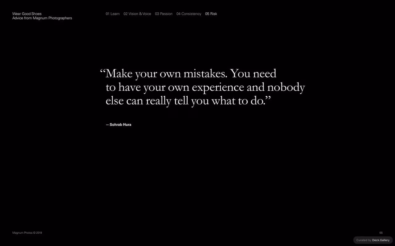 Wear Good Shoes: Advice from Magnum Photographers, slide 65