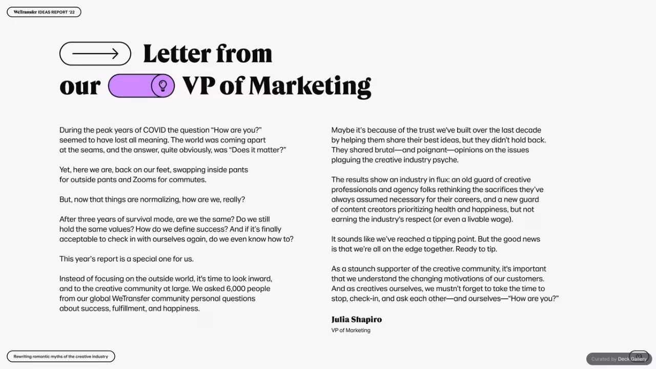 WeTransfer Ideas Report 2022, slide 3