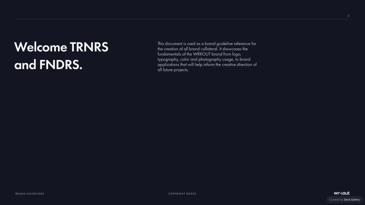 WRKOUT Brand Guidelines 2020, slide 2