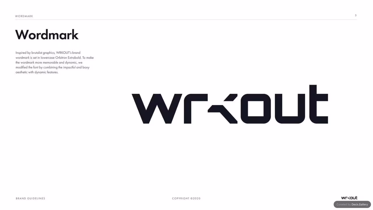 WRKOUT Brand Guidelines 2020, slide 5