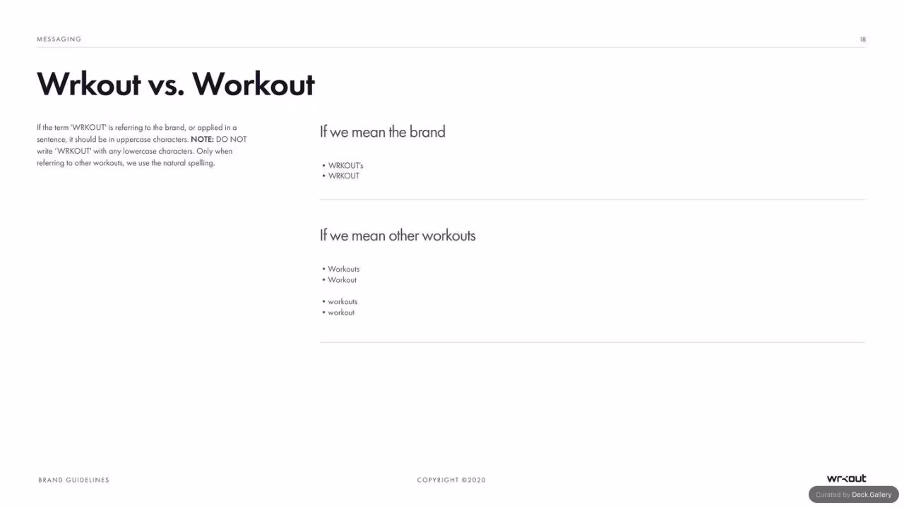 WRKOUT Brand Guidelines 2020, slide 18