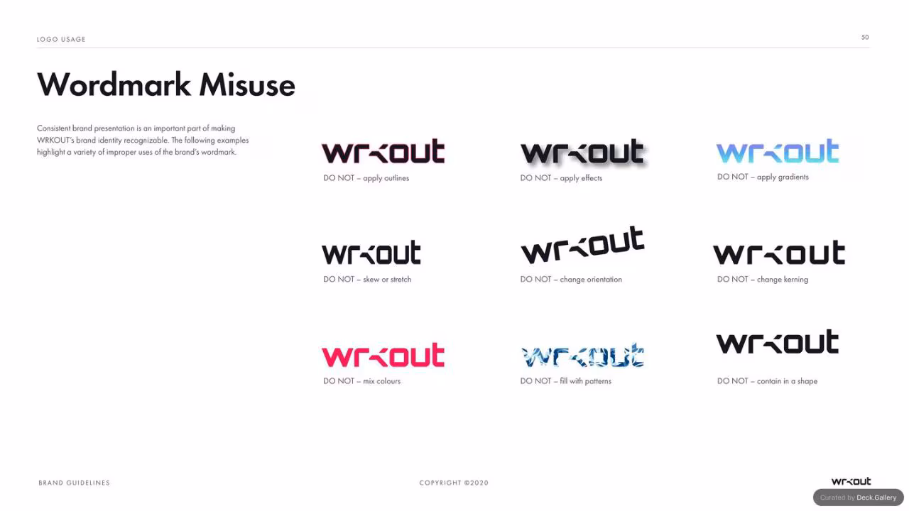WRKOUT Brand Guidelines 2020, slide 50